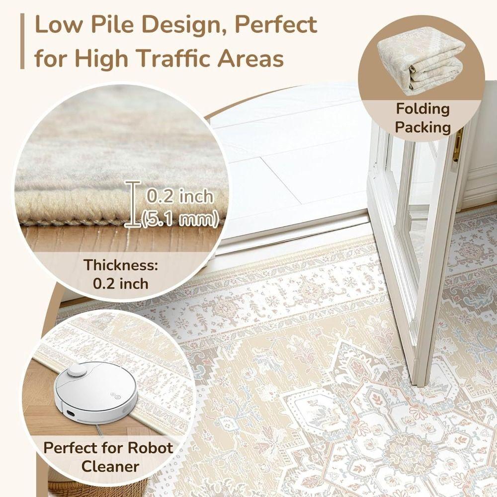 Santa Claus Polyester Christmas Round Mat Snowflake Print Snowman Cartoon Round Rug Anti-Slip Round Carpet Home Decor