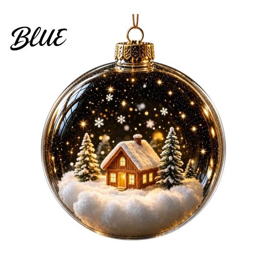 Coordinated Seasonal Arrangements Glowing Clear Christmas Ball Ornament Light Up Story Decoration with Warm LED 3D Winter Scene Baubles Light,