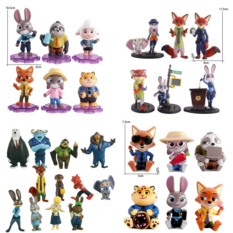 Anime 6/12pcs Zootopias Judy Nick Action Figure Humorous Rabbit Fox Cheetah Figurine Present Desktop Ornament Designed For Kid Birth Date Gifts