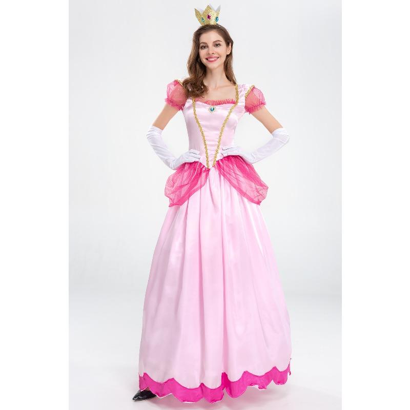 Halloween costume, Mario, Peach princess costume, performance costume, stage costume, party queen costume S