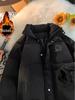 Unisex Black Cotton Jacket - Winter Korean Style Short, Thick, Stand Collar