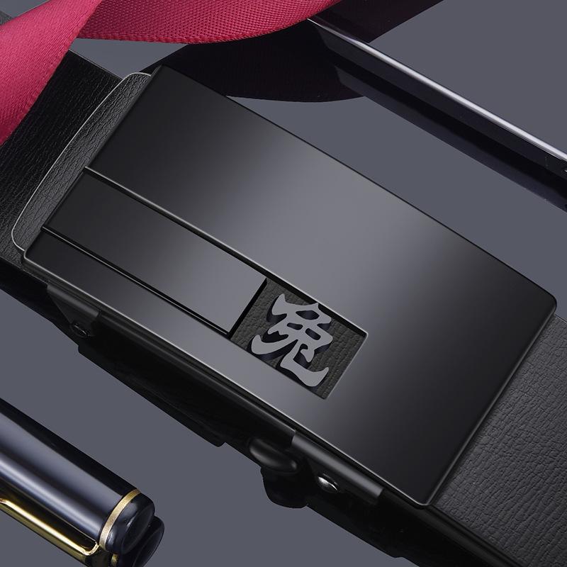 Twelve Zodiac Belts for Men Genuine Leather Toothless Automatic Buckles Inside Belt Lengthening Business Trend