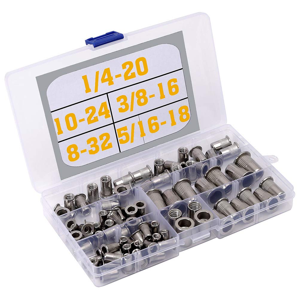 

Stainless Steel Kit #8-32#10-24 1/4 -20 5/16 -18 3/8 -16 Threaded Insert ert Riv One Size серебряный