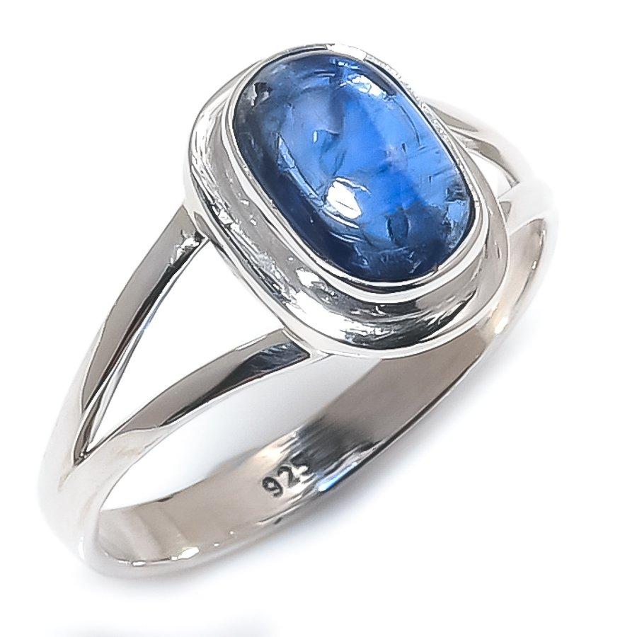 Natural Blue Kyanite Gemstone Handmade 925 Solid Silver Jewelry Ring S.10 G1R64
