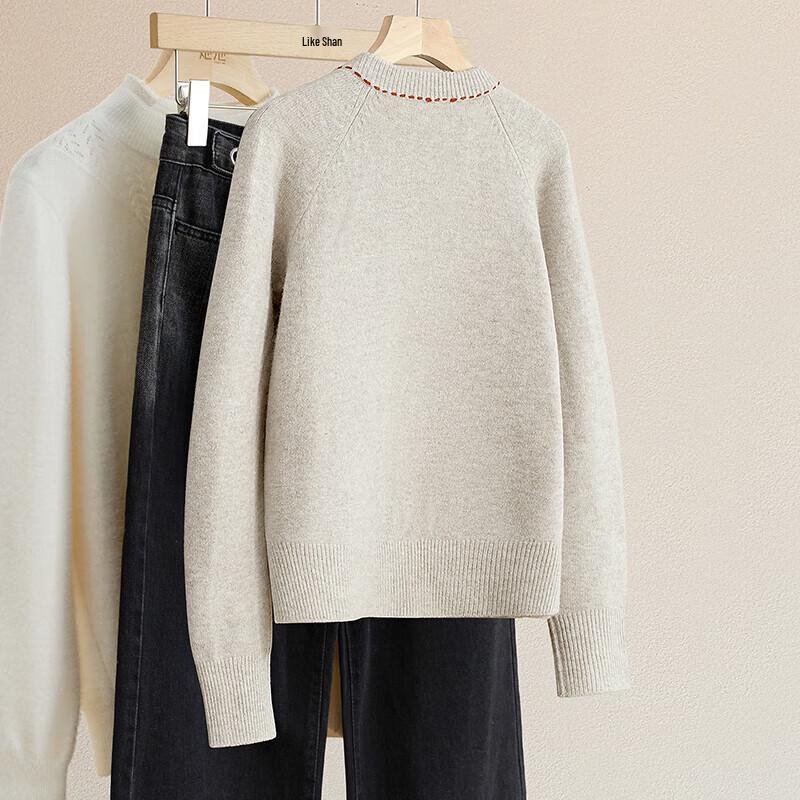 Women's Loose Cartoon Embroidered Round Neck Knit Sweater