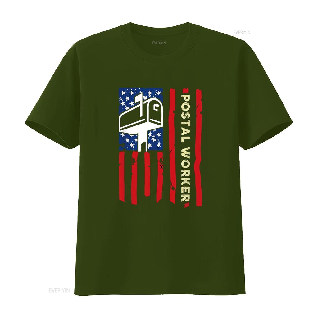Postal Worker Patriotic US Post Mail Carrier T Shirt vintage Washed fashion Casual Stretched homme Versatile Soft