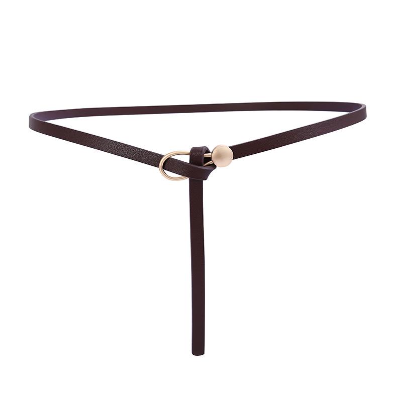 Women Belts Thin Golden Buckle PU Leather Strap For Dress Trousers Casual Black Ladies Female Designer Waistband