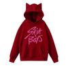 Ladies Fashion Casual Long Sleeve Printed Round Neck Hoodie Pullover Top With  Pockets