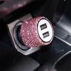 Nuevo Cargador de Coche con Puerto USB Dual de Carga Rápida Seguridad Automóvil Decoración de Coche Rosa Accesorios de Decoración para Coche Brillante para Niñas