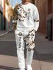 2026 Autumn Style Street Casual Fashion Comfortable Soft 3D Tiger Pattern Printed Men's Long-Sleeved Long Pants Set