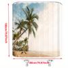 1pc Tropical Beach Shower Curtain - Palm Trees, Sunset & Waves, Tranquil Island Vibes, Polyester,  Bathroom Decor