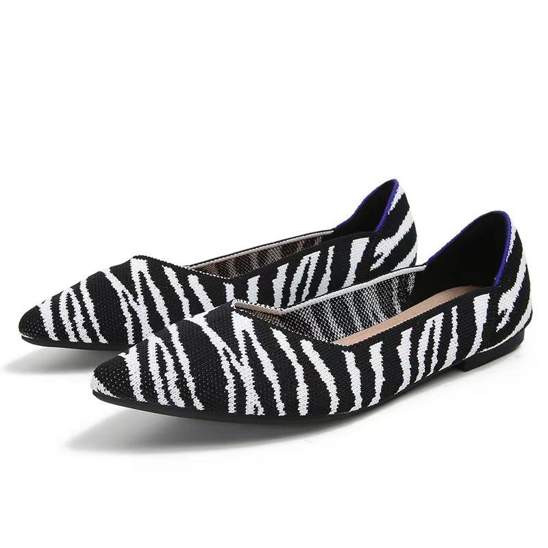Spring and autumn flat shoes fashion leisure Women's flat shoes pointed knitting elastic comfortable boutique shoes