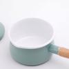Fuji Enamel Milk Pan with Lid, 15cm, Direct Heat/Induction Compatible, Mint Green, Enamel Saucepan with Long Handle