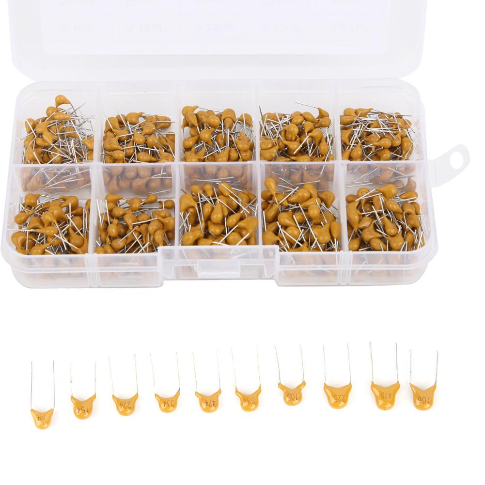 500Pcs Ceramic Capacitor Kit Multilayer Assortment 0.1uF10uF Supplies Electronic Components