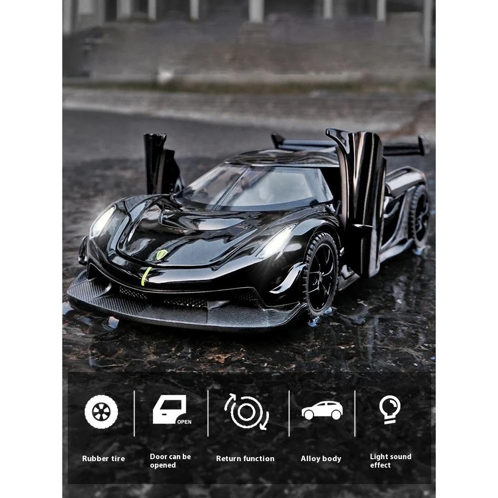 1/32 Alloy Die-cast Koenigsegg JESKO Sports Car Model Sound and Light Return Belt Base Ornament Children's Toys Birthday Gift