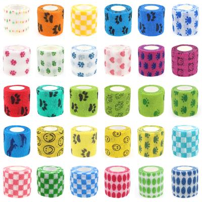 24 Rolls Elastic Bandage Cohesive Self Adhering Bandage Wrap Multi-Function Non-Woven Vet Tape First Aid Tape for Animals Pet