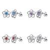 Style Ladies Stud Pair Birthday Girls Unfading Electroplated Ear Earring Silver Shape 1 Gift Flower Copper European