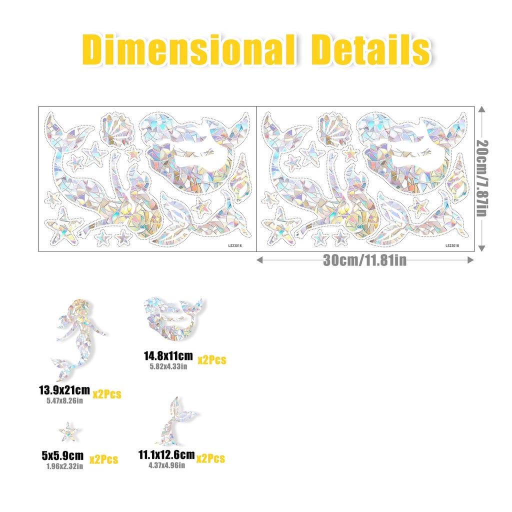 2PC Laser Glass Paper Sunshine Catcher Colorful Window Stickers Rainbow Prism Anti Collision Christmas Snowflake Glass Sticker