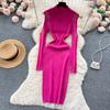 Elegante strass con spalle scoperte manica lunga maglia aderente abito tubino slim basic moda maglione vestido abbigliamento invernale sexy