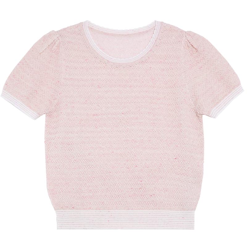 Betu Women s Gradient Puff Sleeve Short Sleeve Knit Top L