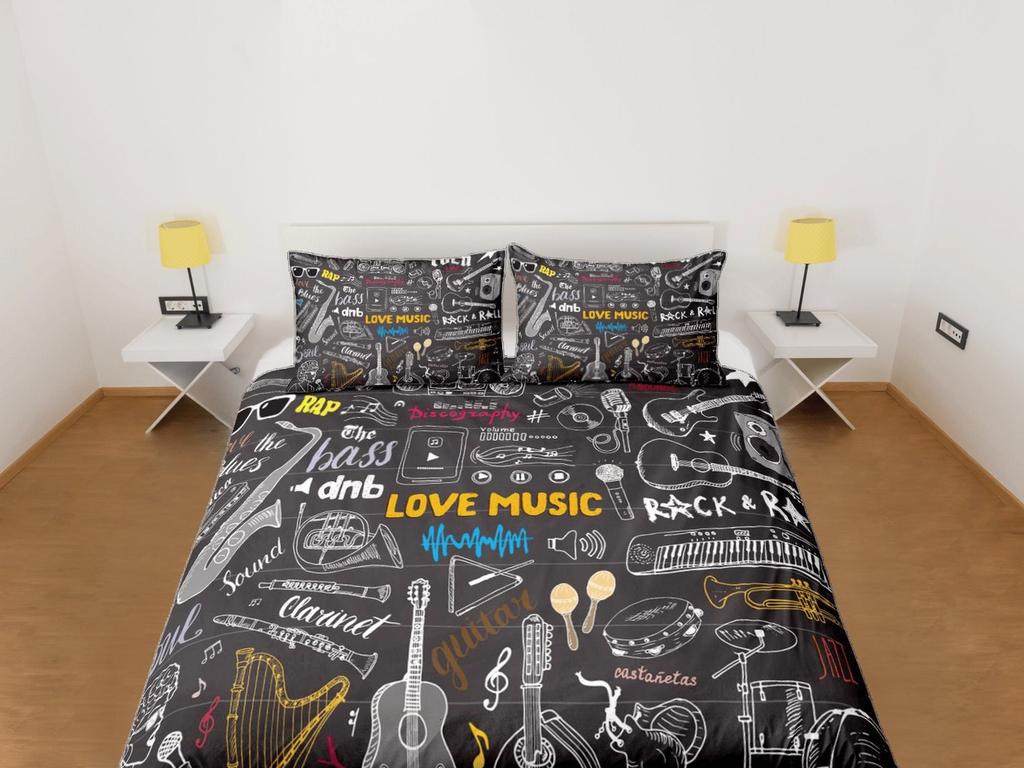 Music Themed Bedding Set, Aesthetic Duvet Cover Set, Soft bedding Cover, Artistic Bedspread, Bedroom Set, Dorm Bedding, Gorgeous Bedspread