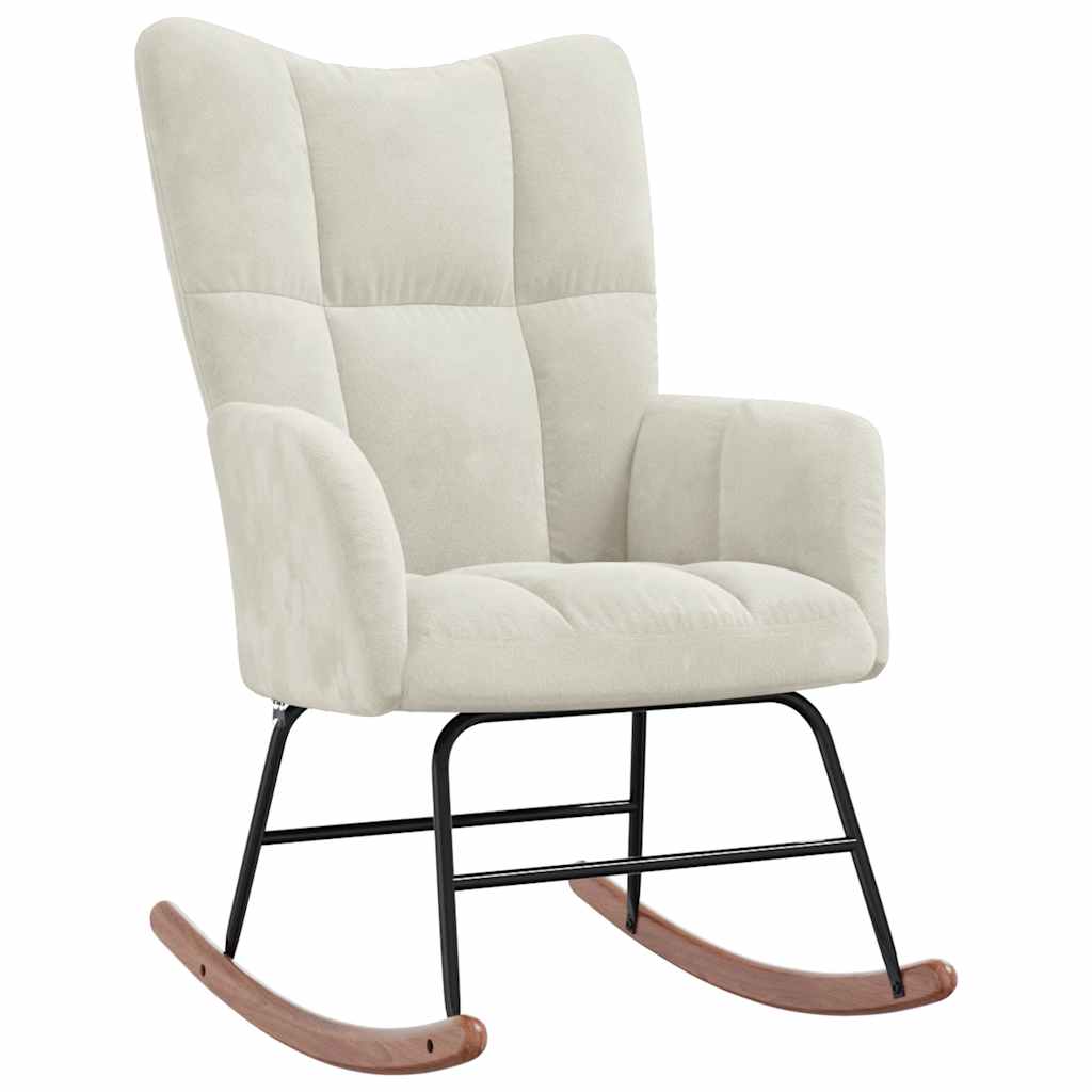 Vidaxl Rocking Armchair, Cream, Upholstered with Velvet
