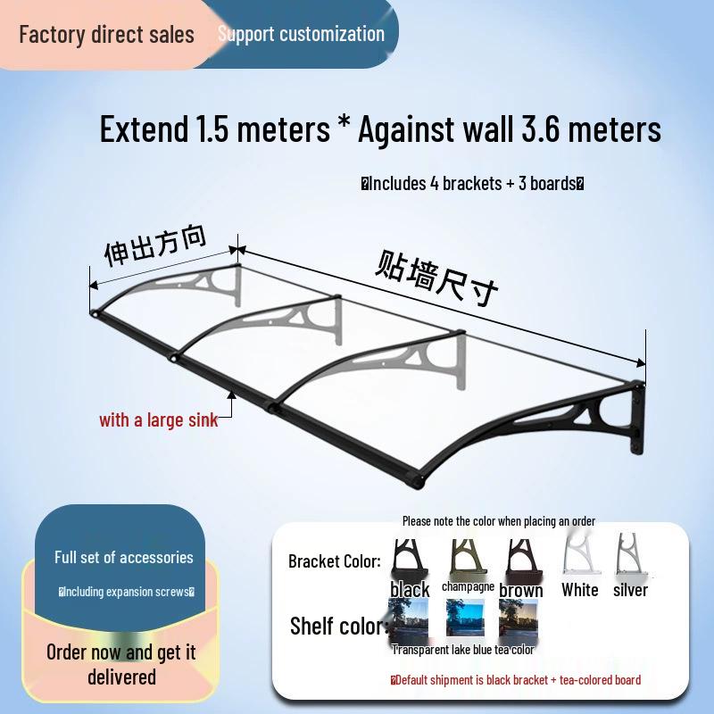 Aluminum Alloy Outdoor Sunshade & Rain Shield for Balcony Windows