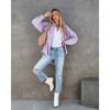 Long Sleeve Denim Jacket Women Washed Raw Edge Mid-Length Loose Jacket
