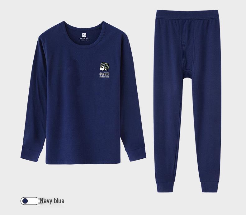 Men's Cotton Thermal Underwear Set for Autumn & Winter – Youth Round Neck Antibacterial