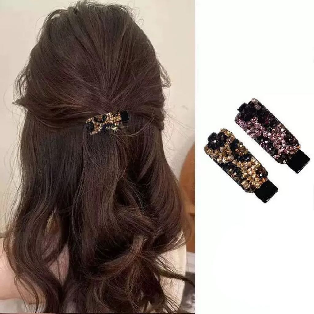 4 Pcs Elegant Sparkling Rhinestone Decorative Braid Hair Grab Clips,Non Slip Ponytail Holders Hair Styling Accessories For Women
