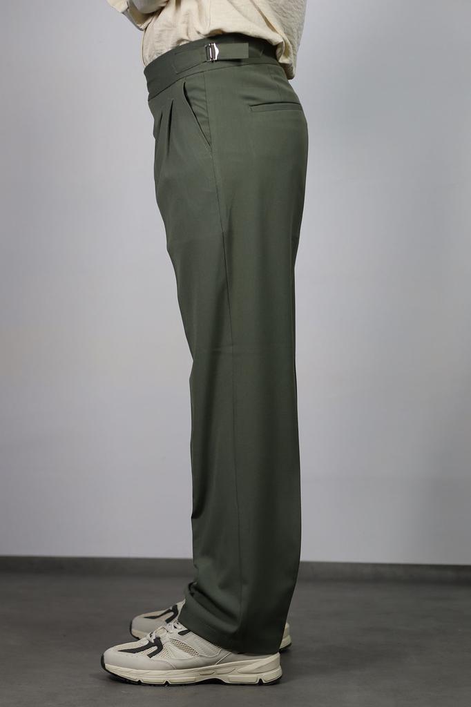 Calças largas masculinas italianas com pregas duplas