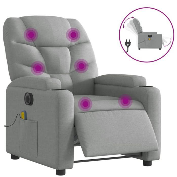 VidaXL Electric Reclining Massage Armchair, Relaxation Chair with Adjustable Backrest and Footrest, Seat of 3204584