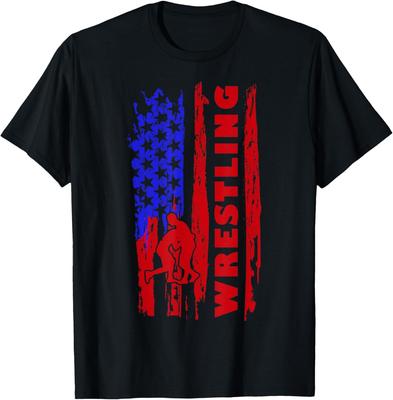 Love Wrestling American Flag Wrestling Coaches T-Shirt