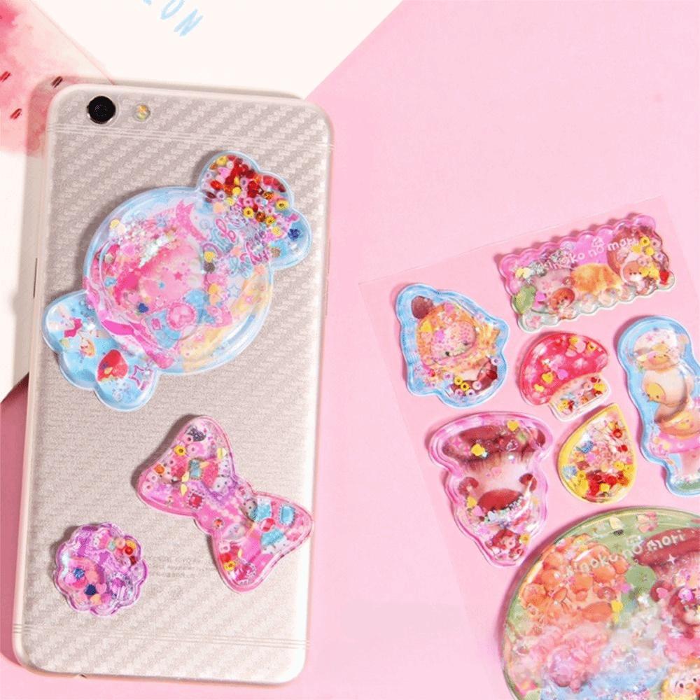 New Sequin Design 3D Shake Sticker PVC Removable Y2K Retro Sticker Kawaii Personalized Design Bear Bunny Sticker