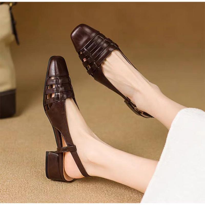 Fashion Summer Women Sandals Luxury Leather Strap Woven Roman Sandals Fashion Ankle Buckle Wide Heels Women Shoes Sandalias De Mujer