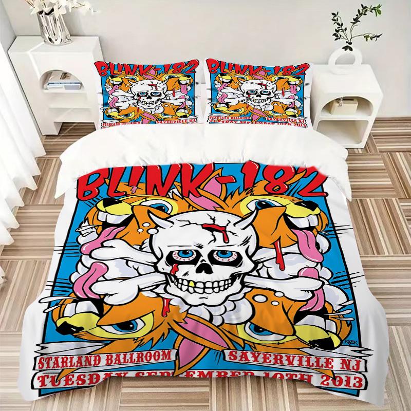3pcs Blink-182 Bedding Set: Perfect for Bedroom or Guest Room. Soft and Comfortable with No Core Included yy251009169