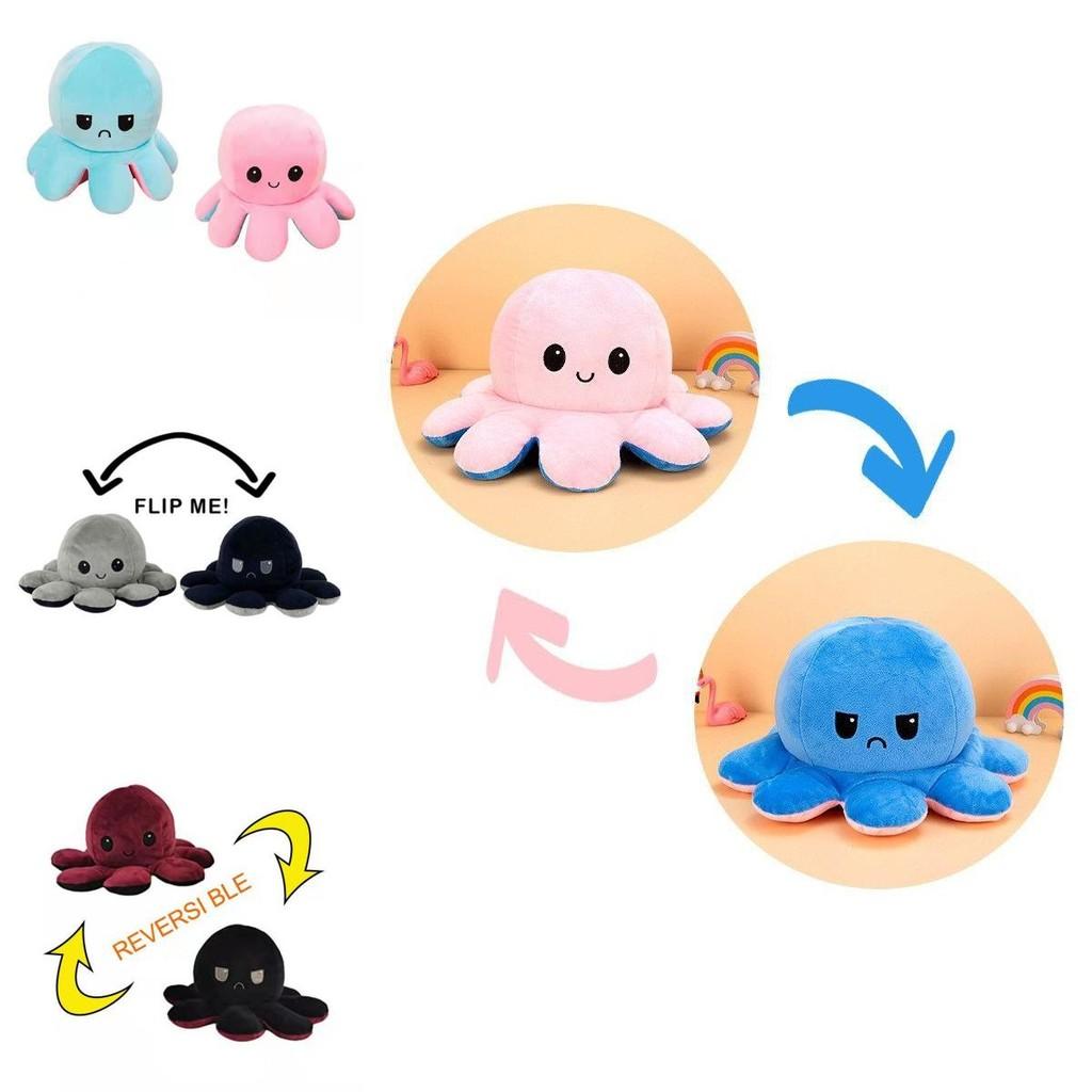 Entzückendes zweiseitiges Wende-Oktopus-Stofftier für Kinder mit weicher Textur