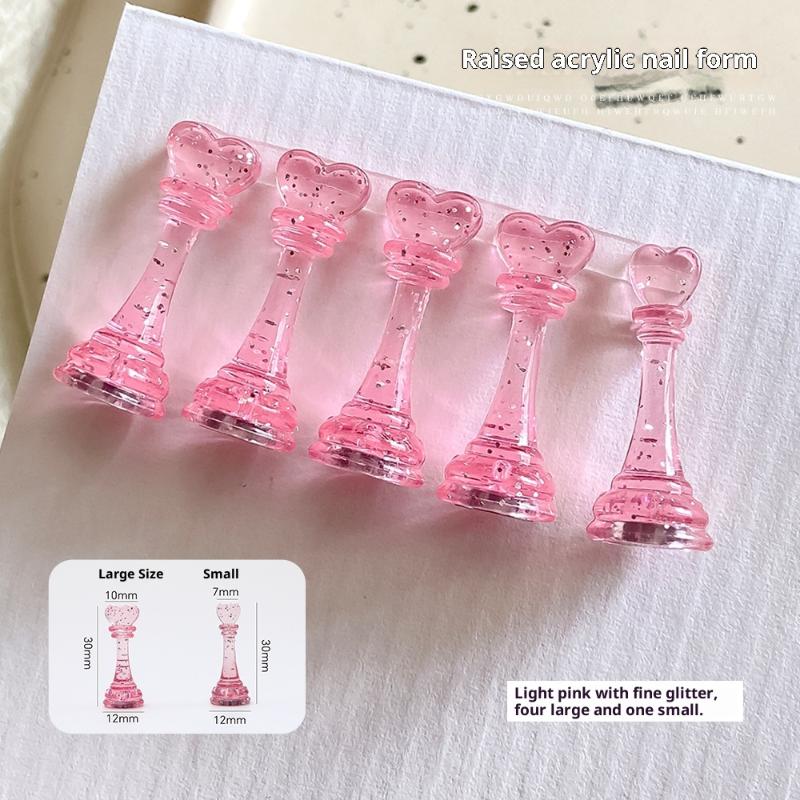 5Pcs Nail Practice Chess 3cm Elevated Acrylic Magnetic Training Practice Nail Tips Stand Wearable Nail Display Rack Nail Tool