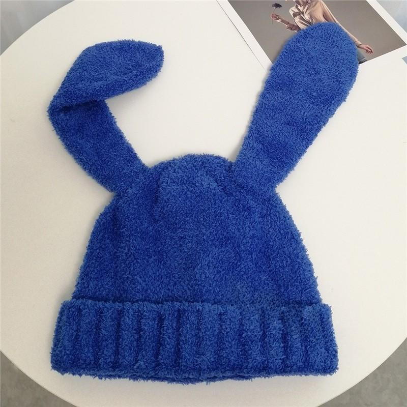 Dopamine Bunny Eared Knitted Hat For Women Winter Warmth Cute Animal Style