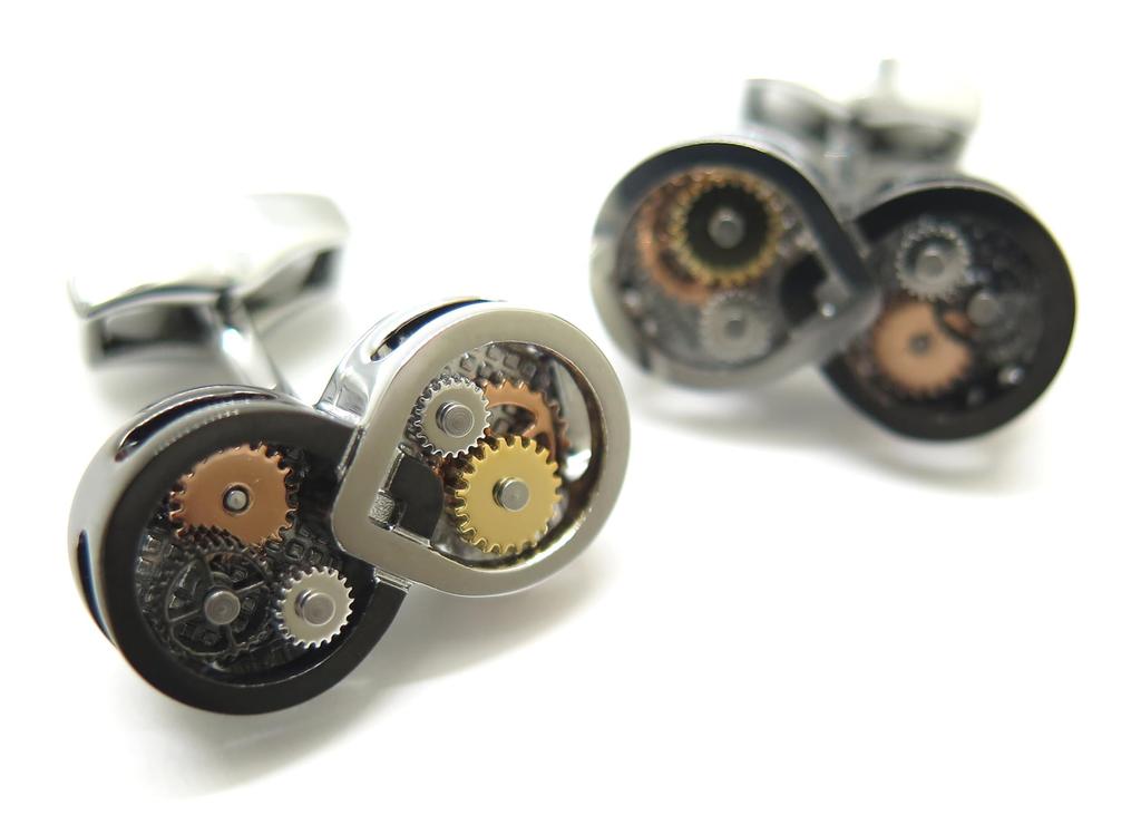 TATEOSSIAN Mechanical Infinity Gear Cuffs Cufflinks (Palladium & Gunmetal)