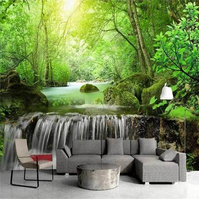 Fondo de Pantalla Cascada del Bosque Paisaje Escenario Mural Papel de Pared Sala de Estar Dormitorio Papel Tapiz Decoración del Hogar