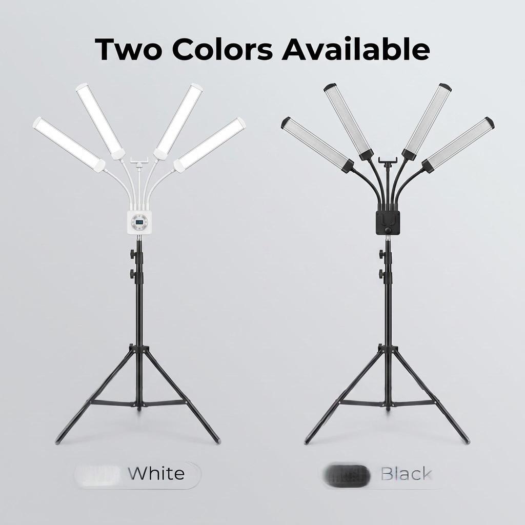 Luce LED Flessibile a 4 Bracci 3200K 5600K Rotazione a 360 gradi Luce di Riempimento Dimmerabile per Fotografia Live Streaming