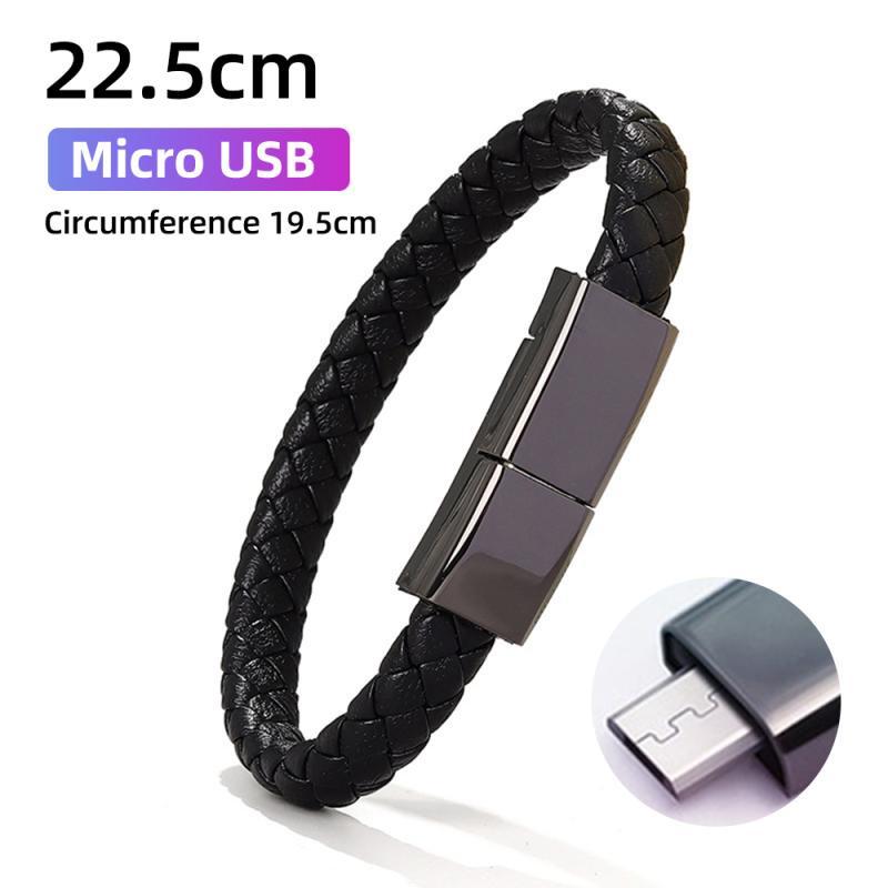 

Браслет HdoorLink, USB-кабель для зарядки, шнур для зарядки данных для Samsung, кабель USB C для HUAWEI Type C, кабель Micro USB для быстрой зарядки USB to micro USB 22.5CM чёрный