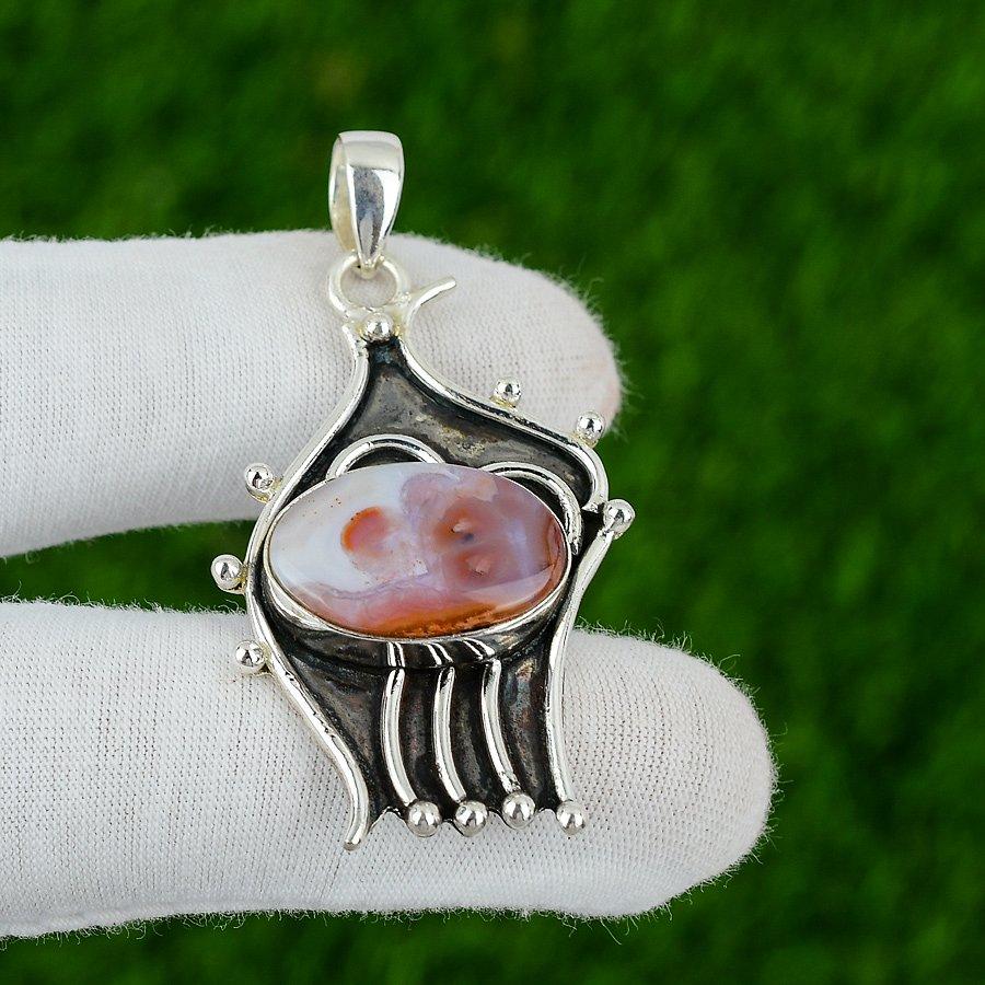 Birthday Gift For Her Natural Ocean Jasper Gemstone Pendant 925 Sterling Silver