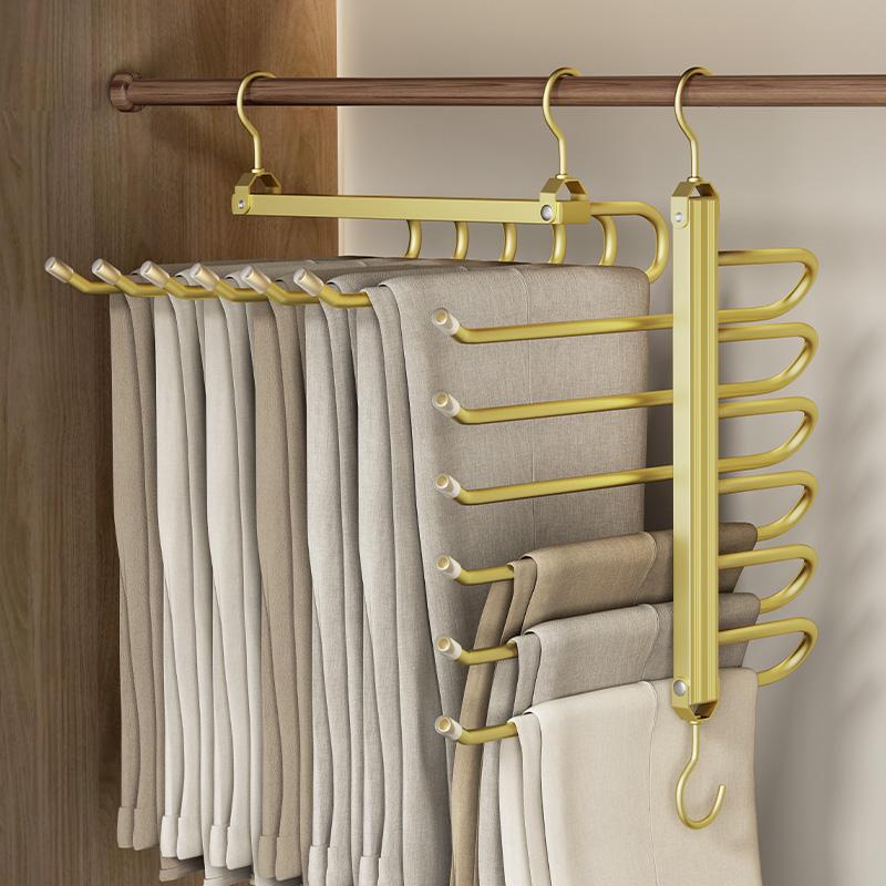 6 Etagen Faltbare Hosenbügel Multifunktionale Hosenbügel Platzsparend Metall Organizer 360° Drehbarer Haken Hosen Jeans Schals