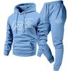 Mens Y2K Style Hooded Sweatshirt Jogger Pants Set - Long Sleeve Fleece-Lined Casual Two-Piece Outfit
