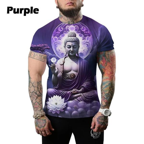 

Модная 3D-печать с религиозным лицом Будды Шакьямуни, повседневная футболка с короткими рукавами для мужчин и женщин S синий