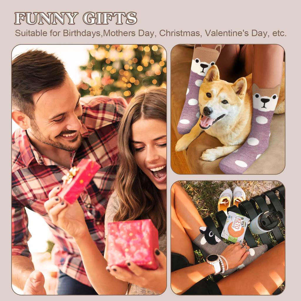 Cute Dog Socks for Women of 5 Cotton Dog Socks Funny Christmas Birthday Gifts for Women Popular Dog Gifts for Women Warm Dog Goods Funny Goods for Dog