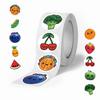 Hey Bear Sensory 500 Sheets/Roll: Fruit & Vegetable Stickers for DIY Decoration, Water Cups, Desks, Sealing