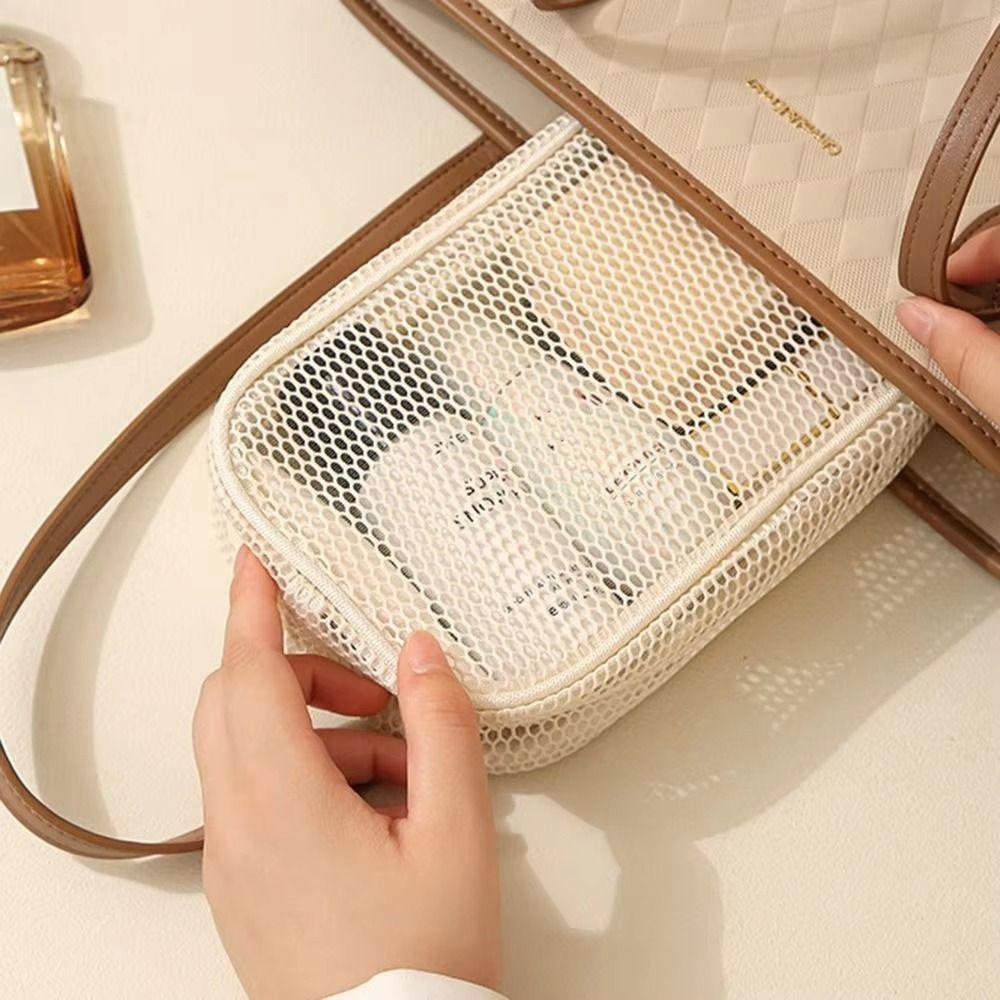 Atmungsaktive Netztasche für Toilettenartikel, tragbar, große Kapazität, Reise-Make-up-Organizer für Frauen